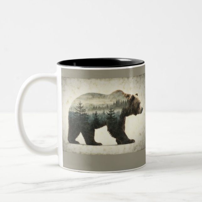 Grizzy Bar Wilderness Art Zweifarbige Tasse (Links)