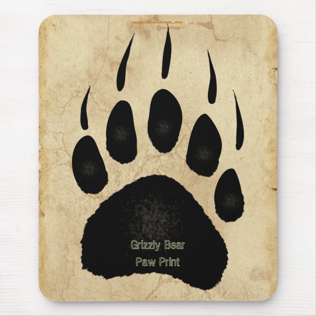Grizzy Bären Paw Print Wildlife Support Mousepad (Vorne)