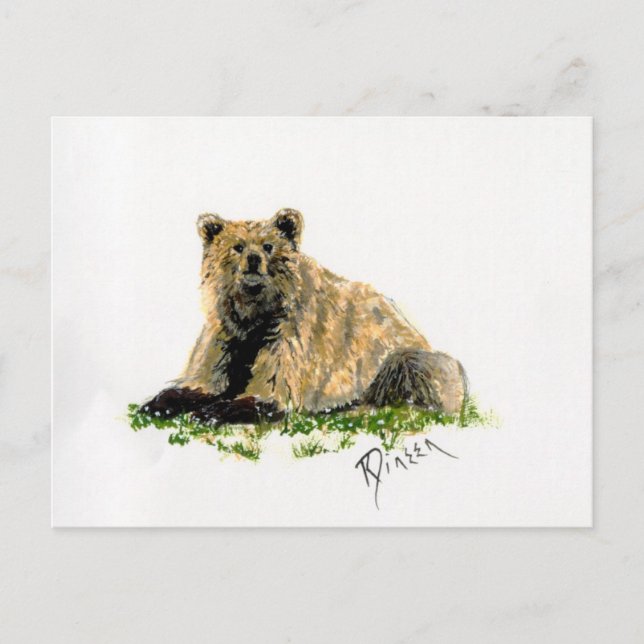 Grizzy-Bärenkarte Postkarte (Vorderseite)