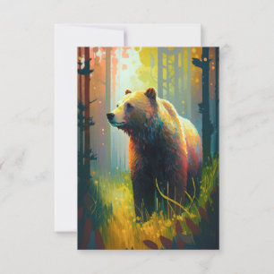Grizzy Bear Animal Portrait Malerei Art Dankeskarte