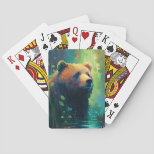 Grizzy Bear Animal Portrait Malerei Art Spielkarten