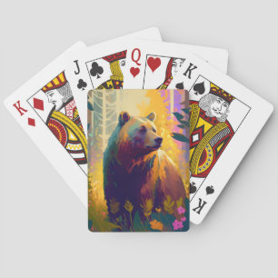 Grizzy Bear Animal Portrait Malerei Art Spielkarten