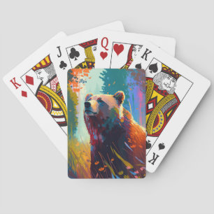 Grizzy Bear Animal Portrait Malerei Art Spielkarten