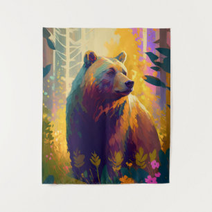 Grizzy Bear Animal Portrait Malerei Art Wandteppich