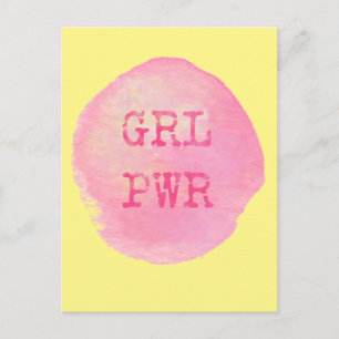 GRL PWR - Fett Gelb- und rosa Typografie Postkarte
