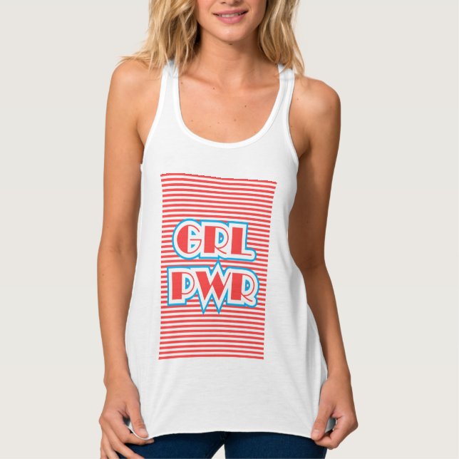 GRL PWR, Girl Power (rot), mädchenhaft, lustig, Tank Top (Vorderseite)