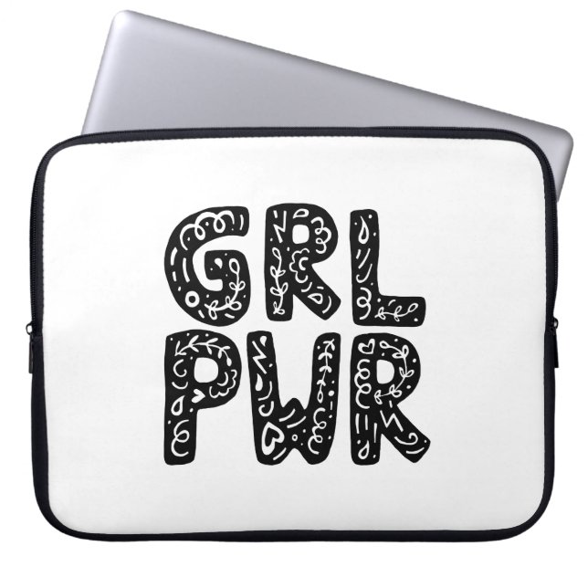 GRL PWR Girl Power Typografie Laptopschutzhülle (Vorderseite)