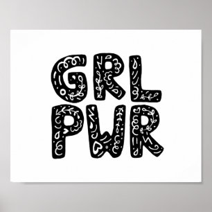 GRL PWR Girl Power Typografie Poster