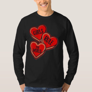 Grl Pwr Girl Rule The World Hearts Feministische F T-Shirt