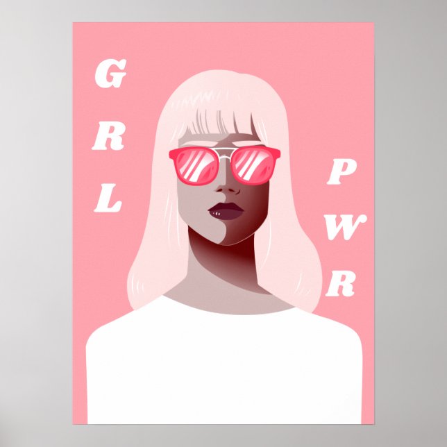 GRL PWR Moderne feministische Illustration Girl Po Poster (Vorne)