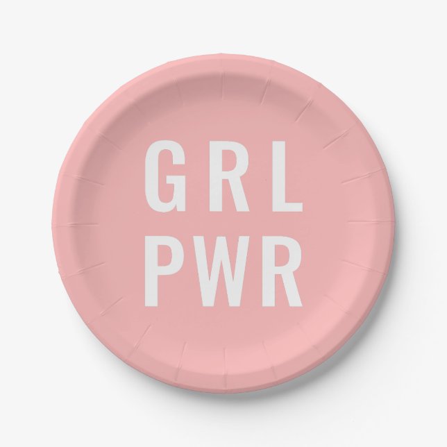 GRL PWR Rose Pappteller (Vorderseite)