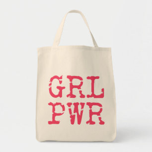 GRLPWR (Girl Power) - Fun Hot Pink Typografie Tragetasche