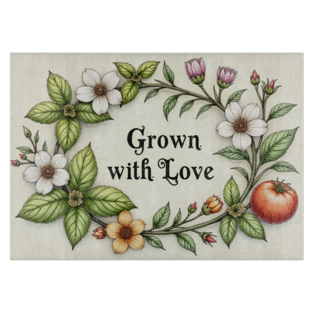 Grob mit Liebe Watercolor Glass Cutting Board Schneidebrett (Vorderseite)