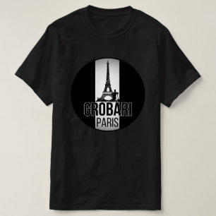 Grobari Paris Eiffelturm Schwarz Weiße T-Shirt