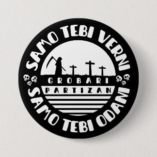 Grobari Partizan Schwarz Weiße  Button