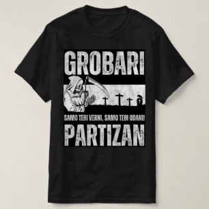 Grobari Partizan Schwarz Weiße T-Shirt