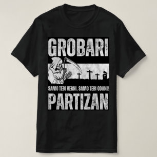 Grobari Partizan Schwarz Weiße T-Shirt
