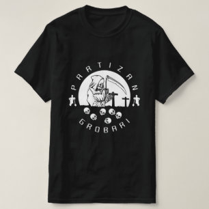 Grobari Partizan Schwarz Weiße T-Shirt