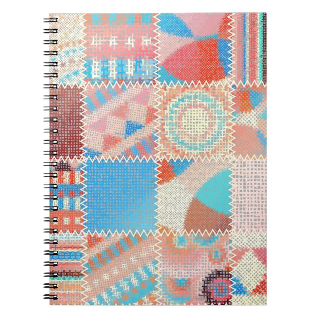 Grobe Canvas-Patchwork: Texturiertes Vintage-Muste Notizblock (Vorderseite)