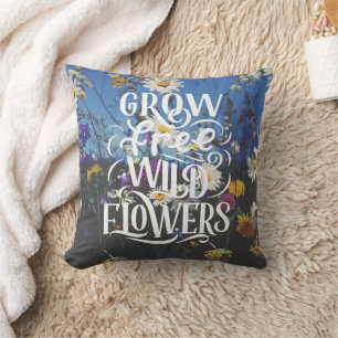 Grobe freie Wild-Blume Boho Quote Typografie Kissen