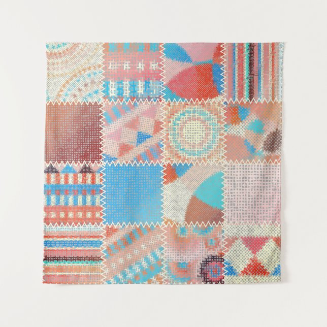 Grobes Canvas-Patchwork: Texturiertes Vintage-Must Wandteppich (Vorderseite)