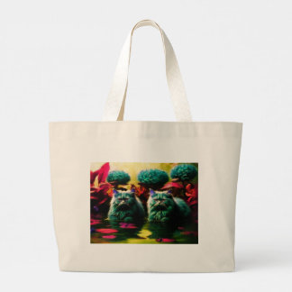 Grocery Bag with Cat Illustration Jumbo Stoffbeutel