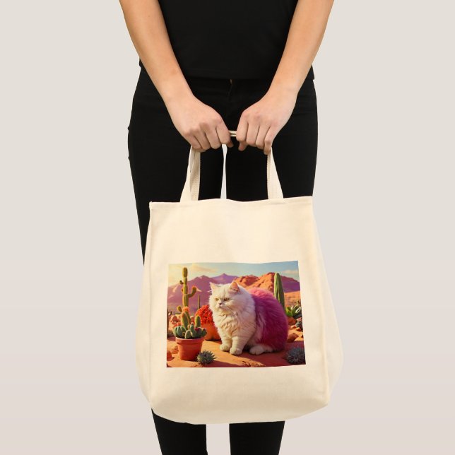 Grocery Bag with Cat Illustration  Tragetasche (Vorderseite (Produkt))