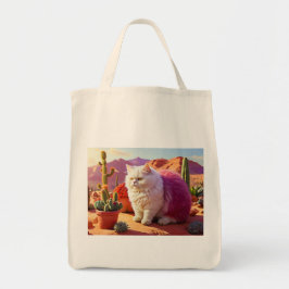 Grocery Bag with Cat Illustration  Tragetasche