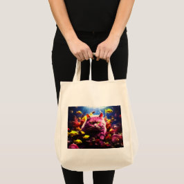  Grocery Bag with Cat Illustration  Tragetasche