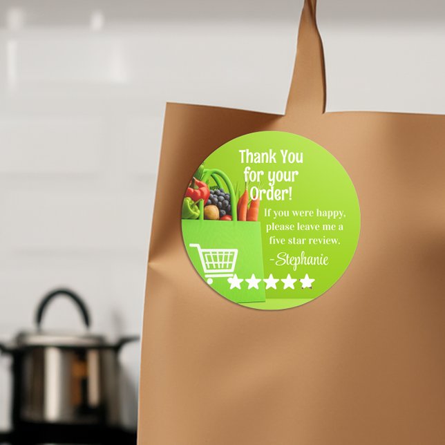 Grocery Delivery Service Thank You Review Stars Runder Aufkleber (shipt instacart thank you customer reviews sticker)