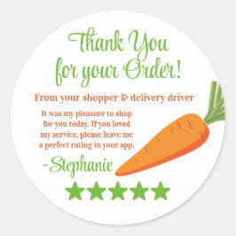 Grocery Delivery Service Thank You Review Stars Runder Aufkleber