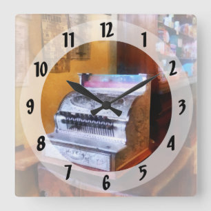 Grocery Store Cash Register Quadratische Wanduhr