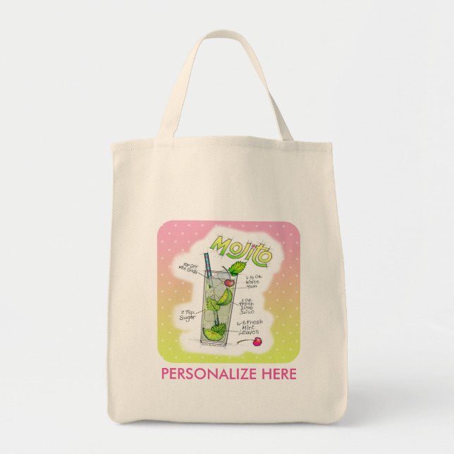 GROCERY TASCHE - MOJITO RECIPE COCKTAIL ART (Vorne)