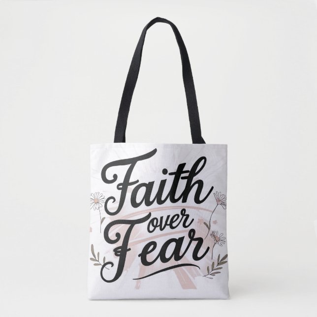 Grocery Tote Bag with Psalm 56:3-4 Bible Verse (Vorderseite)