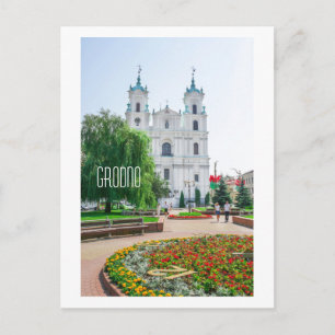 Grodno Belarus Architektur Kathedrale Menschen Postkarte