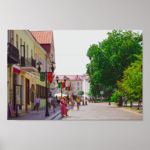 Grodno Belarus Stadt Architektur Leben Menschen Poster
