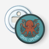 Grog Opener Angry Red Octopus Tentacles Cartoon