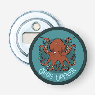 Grog Opener Angry Red Octopus Tentacles Cartoon Flaschenöffner