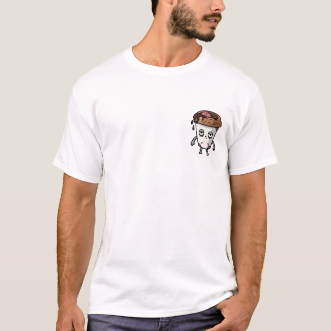 Groggy Zombie Coffee Cup Character T-Shirt (Vorderseite)