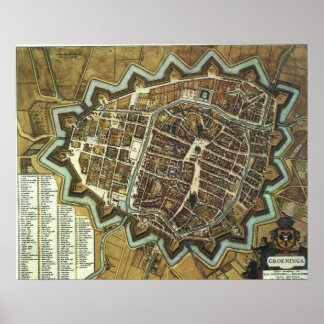 Groningen 1652 Karte Poster