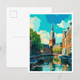 Groningen Deutschland intage Reiseillustration Postkarte