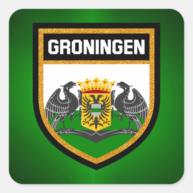 Groningen Flag Quadratischer Aufkleber (Vorderseite)