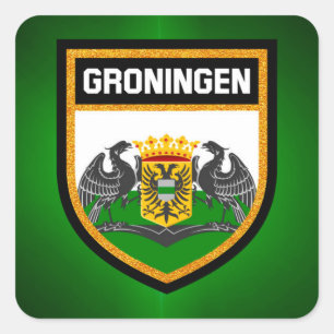 Groningen Flag Quadratischer Aufkleber