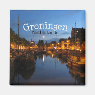 Groningen Netherlands Night Scene Kühlschrankmagne Magnet