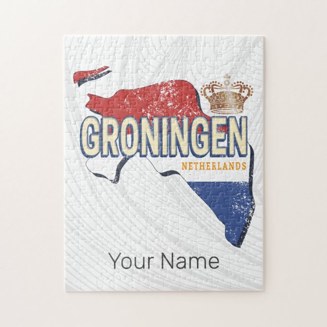 Groningen Netherlands Retro Map Vintag Puzzle (Vertikal)