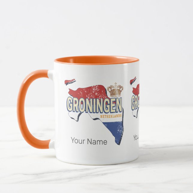 Groningen Netherlands Retro Map Vintag Tasse (Links)