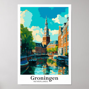 Groningen Niederlande Reisen Vintag Illustration Poster