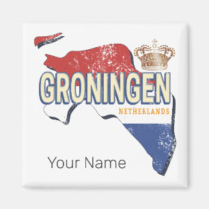 Groningen Niederlande Retro-Karte Niederländisch V Magnet