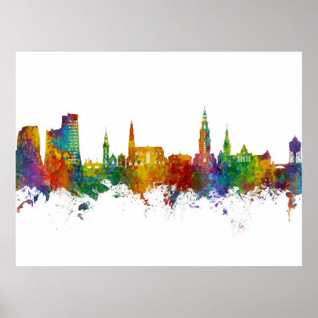 Groningen Niederlande Skyline Poster (Vorne)