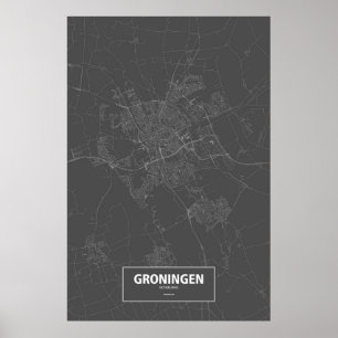 Groningen, Niederlande (weiß auf schwarz) Poster